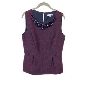 Classiques Entier Top Shirt Size M Sleeveless Bejeweled Red Black Special Event